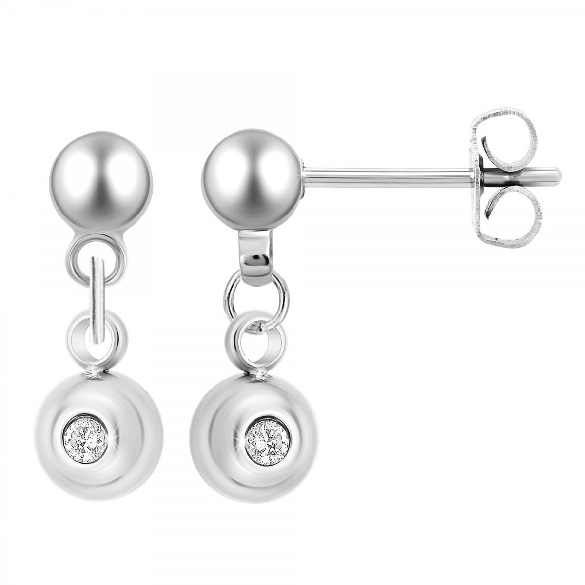 Boucles d'oreilles SC Crystal ornées d'un véritable diamant blanc