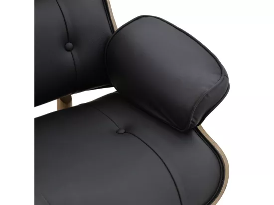 fauteuil cuir bois massif noyer noir 80x80x96,5 cm