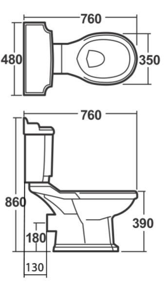 Aqualine Antik duoblok toilet keramiek wit