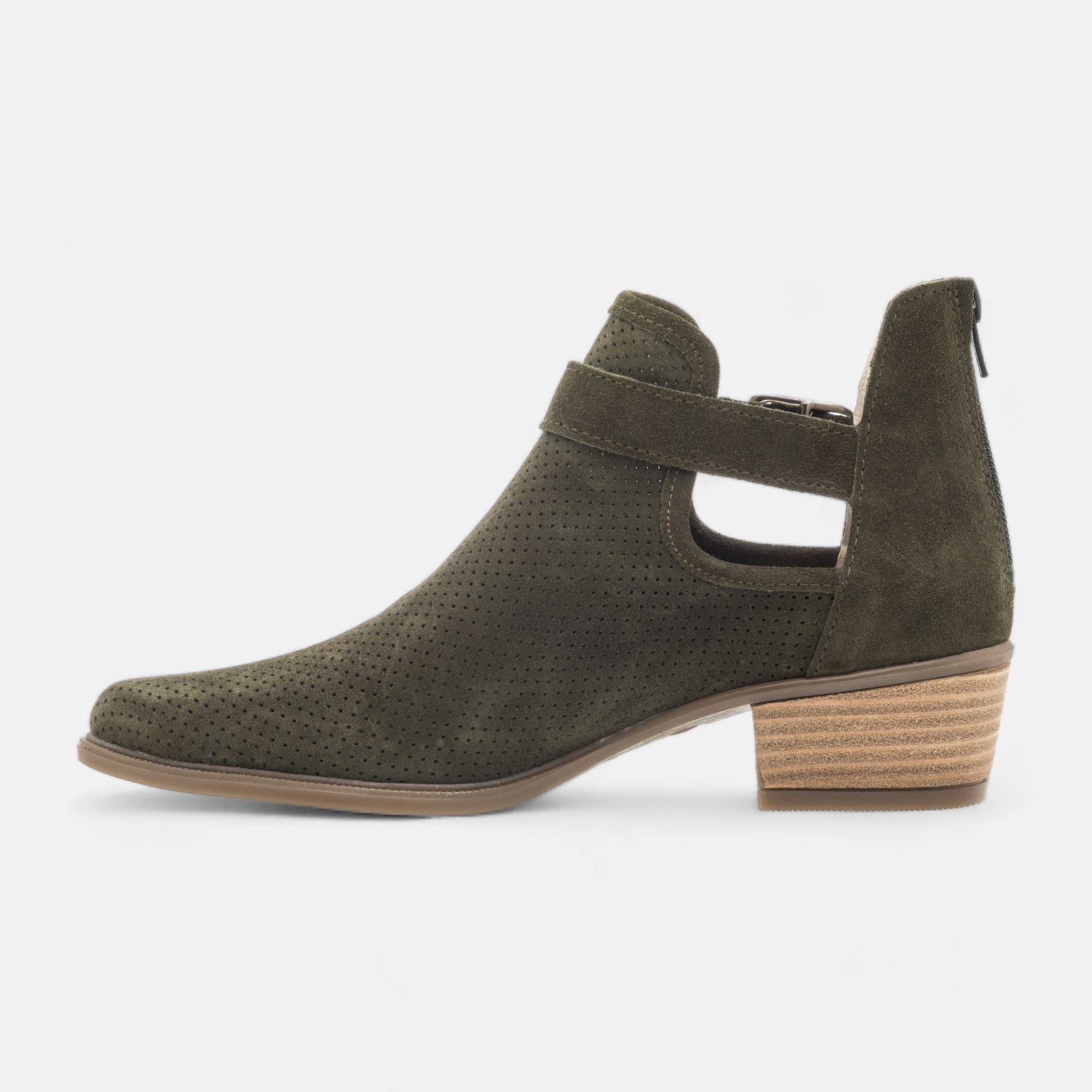 Bottines Femme en cuir kaki