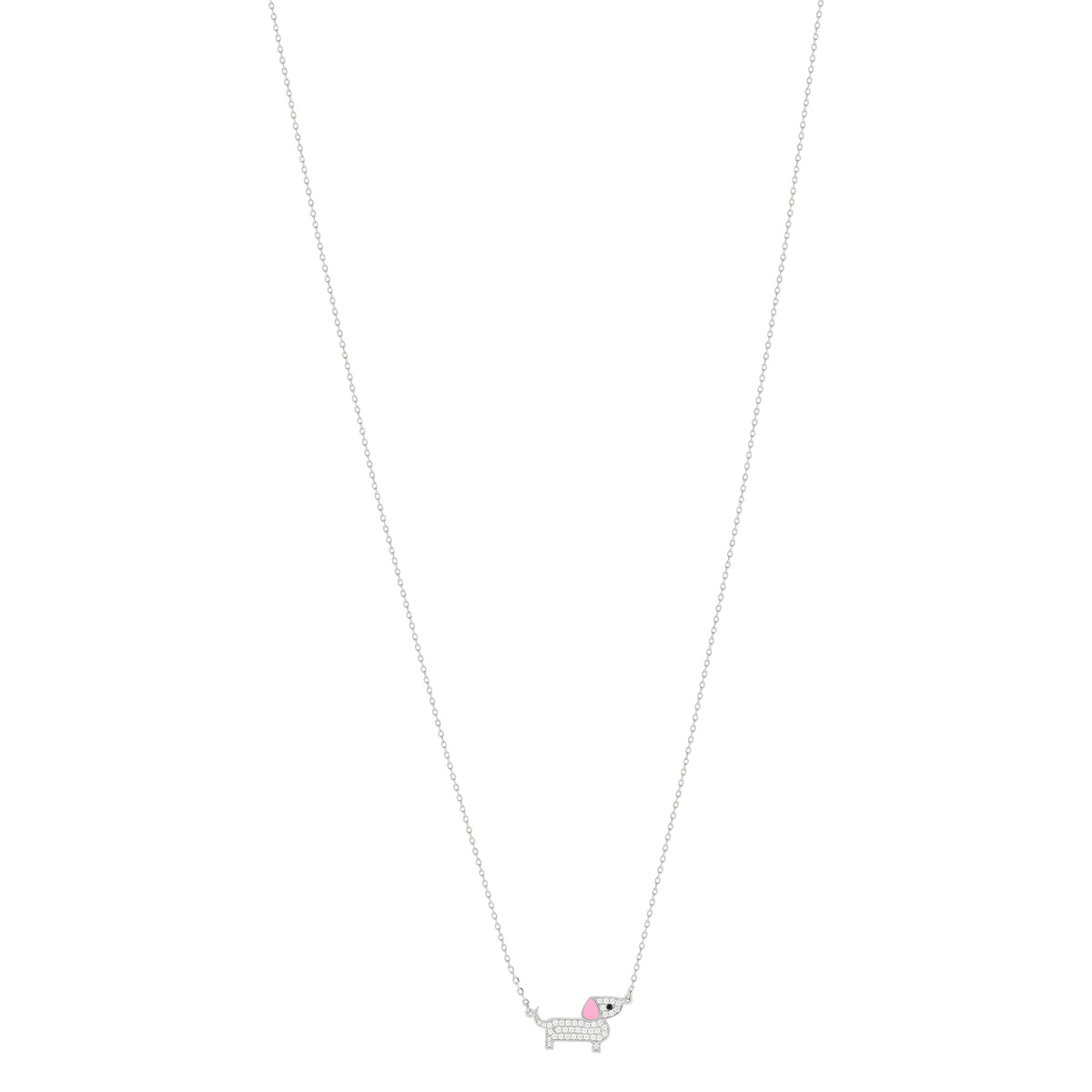 Collier Argent 925 Zirconias 45 cm chien