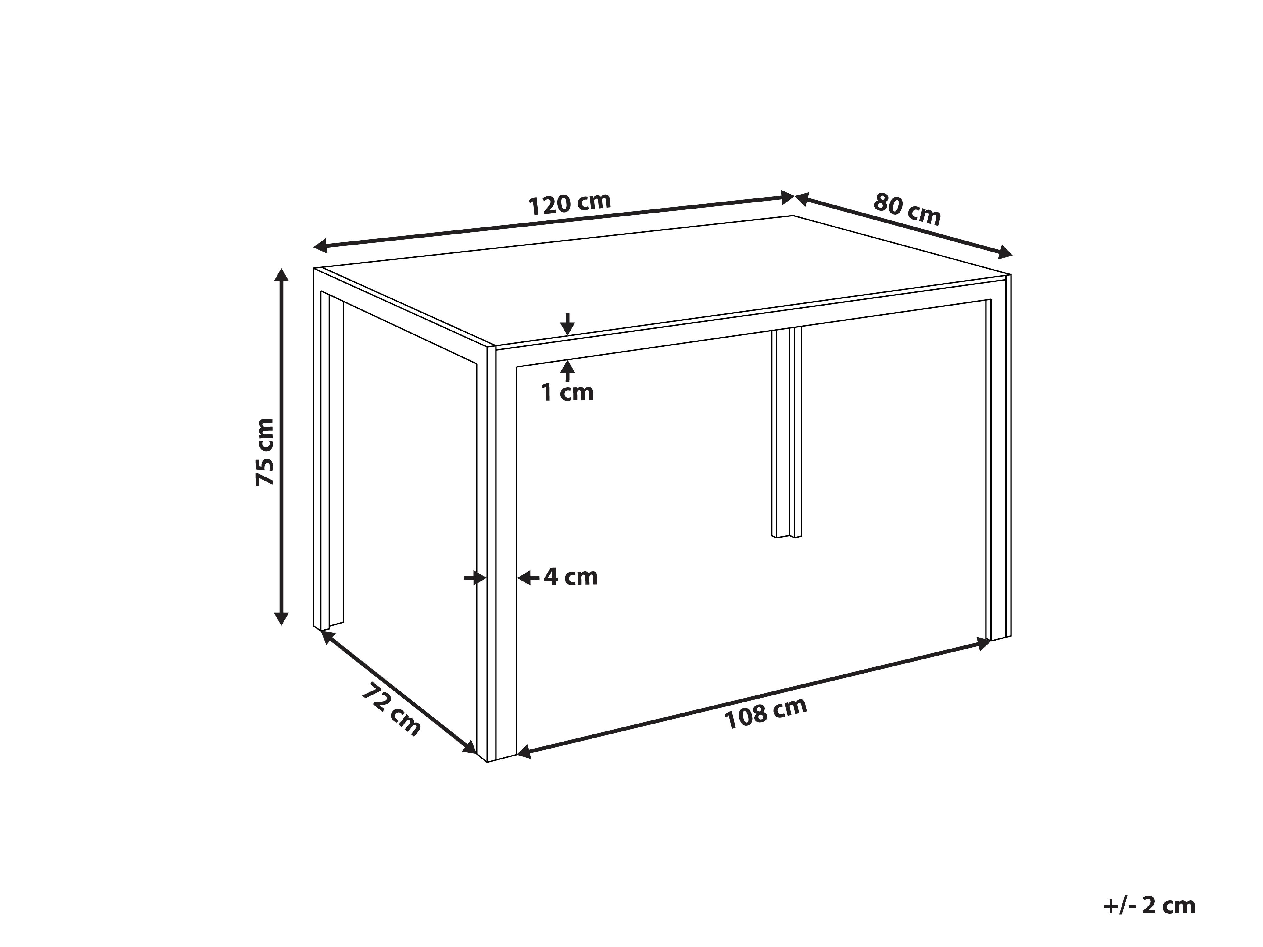 Eettafel LAVOS Zwart 80 cm Veiligheidsglas 120 cm