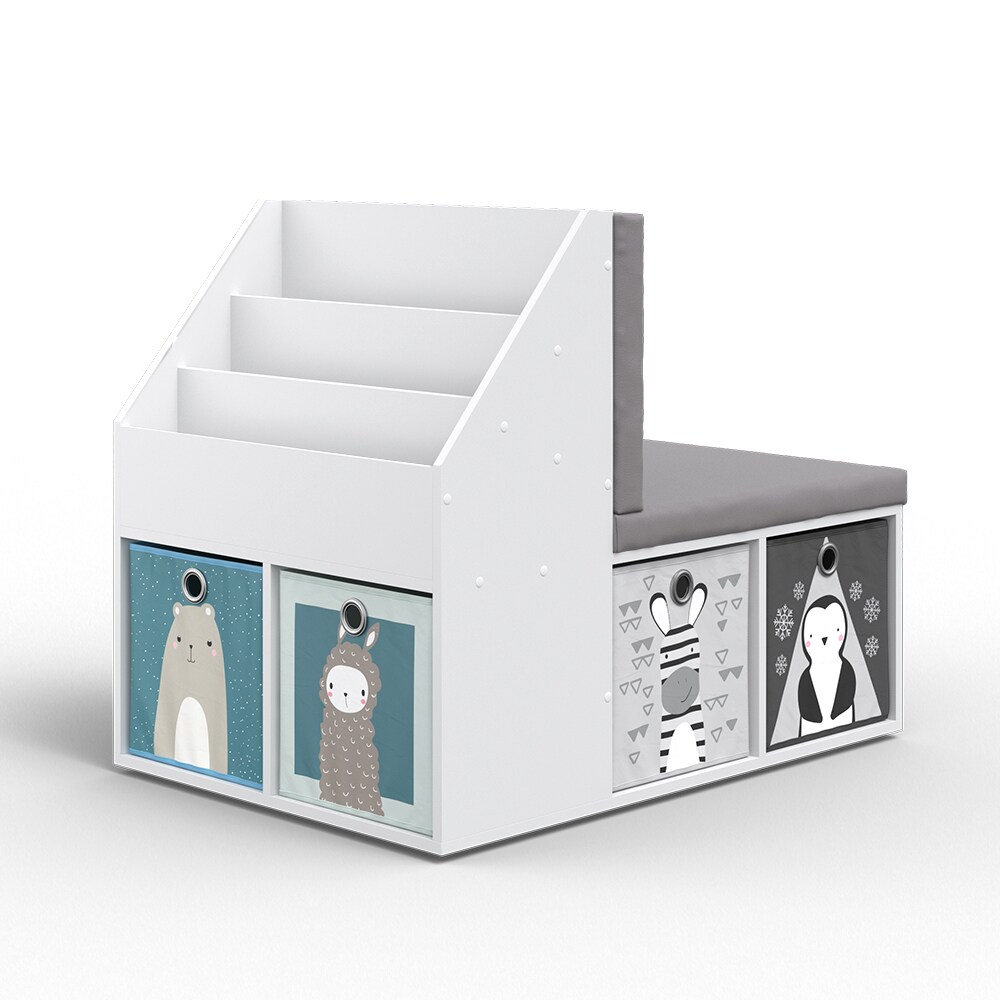 VICCO Kinderregal ONIX mit Sitzbank 6 Faltboxen Kindersitzbank Kinderzimmerregal