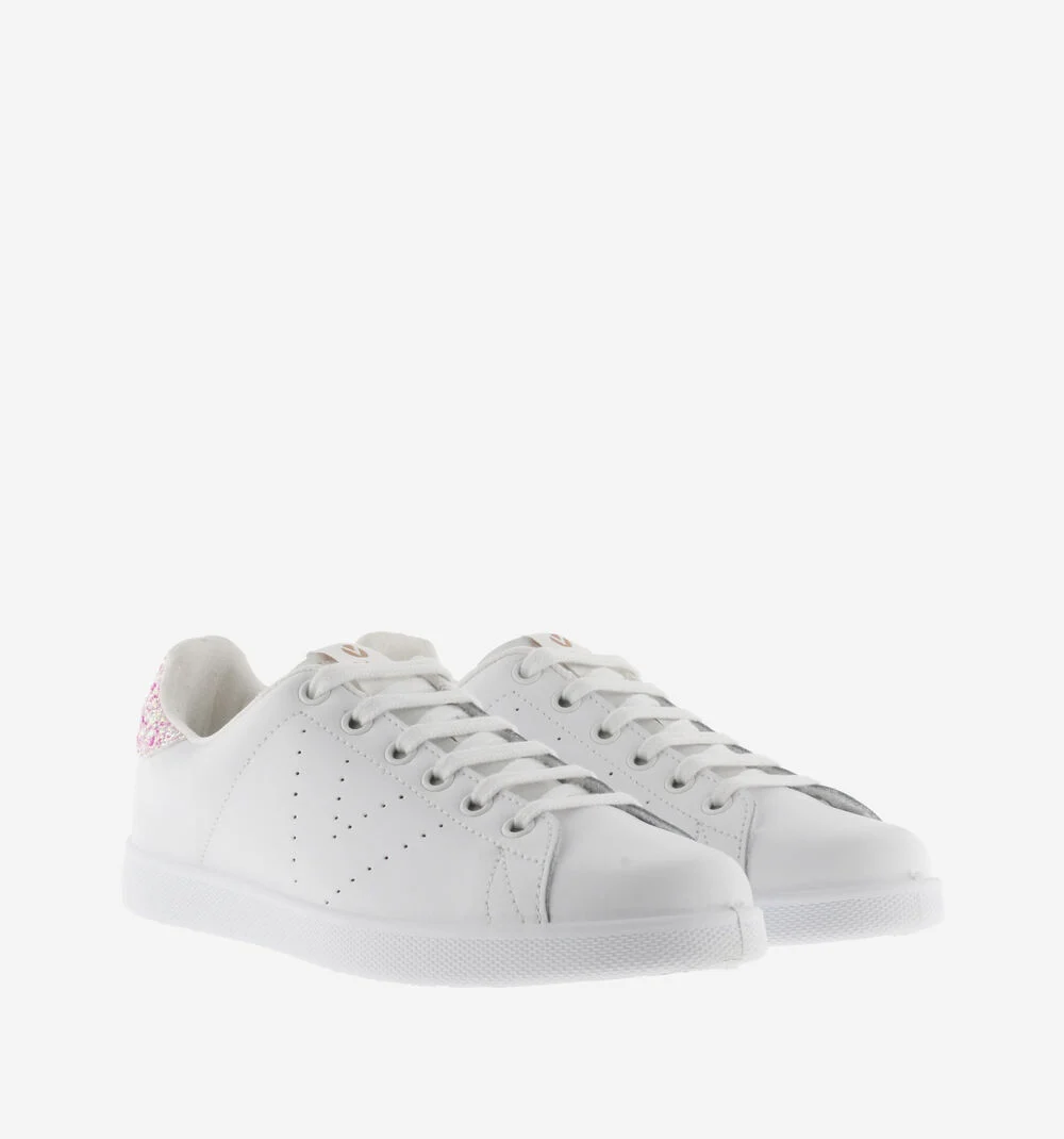 TENIS CUIR & GLITTER Baskets blanches en cuir GROSELLA