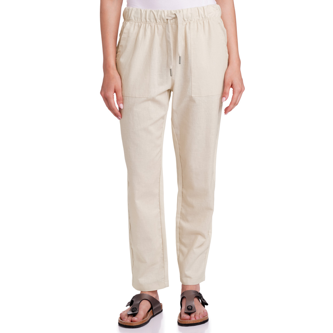 Gina Damen Jogpants mit Leinen-Anteil beige