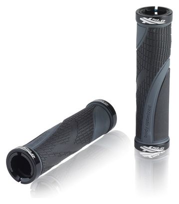 XLC Paire de grips SPORT BO Lock-On 130mm Noir Gris