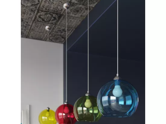 Sollux BALL Suspension de plafond en dôme de verre à 1 ampoule Blanc, Chrome, E27
