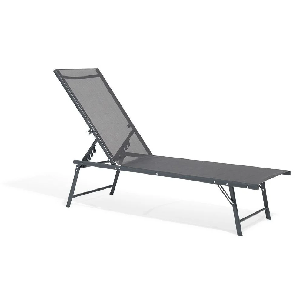 Transat bain de soleil Dream 5 positions gris foncé 181x55xH33/90.5cm