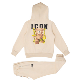 Warning bear icon set - beige