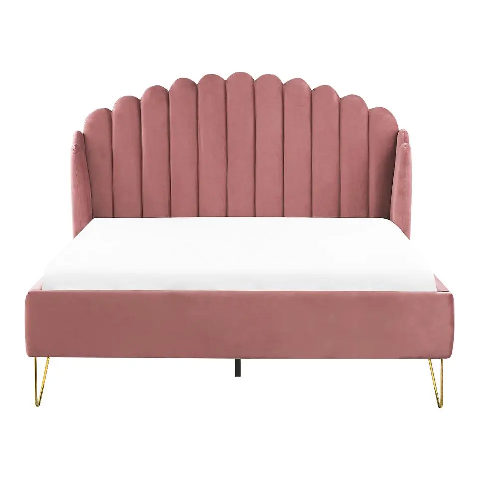 AMBILLOU - Tweepersoonsbed - Roze - 140 x 200 cm - Fluweel