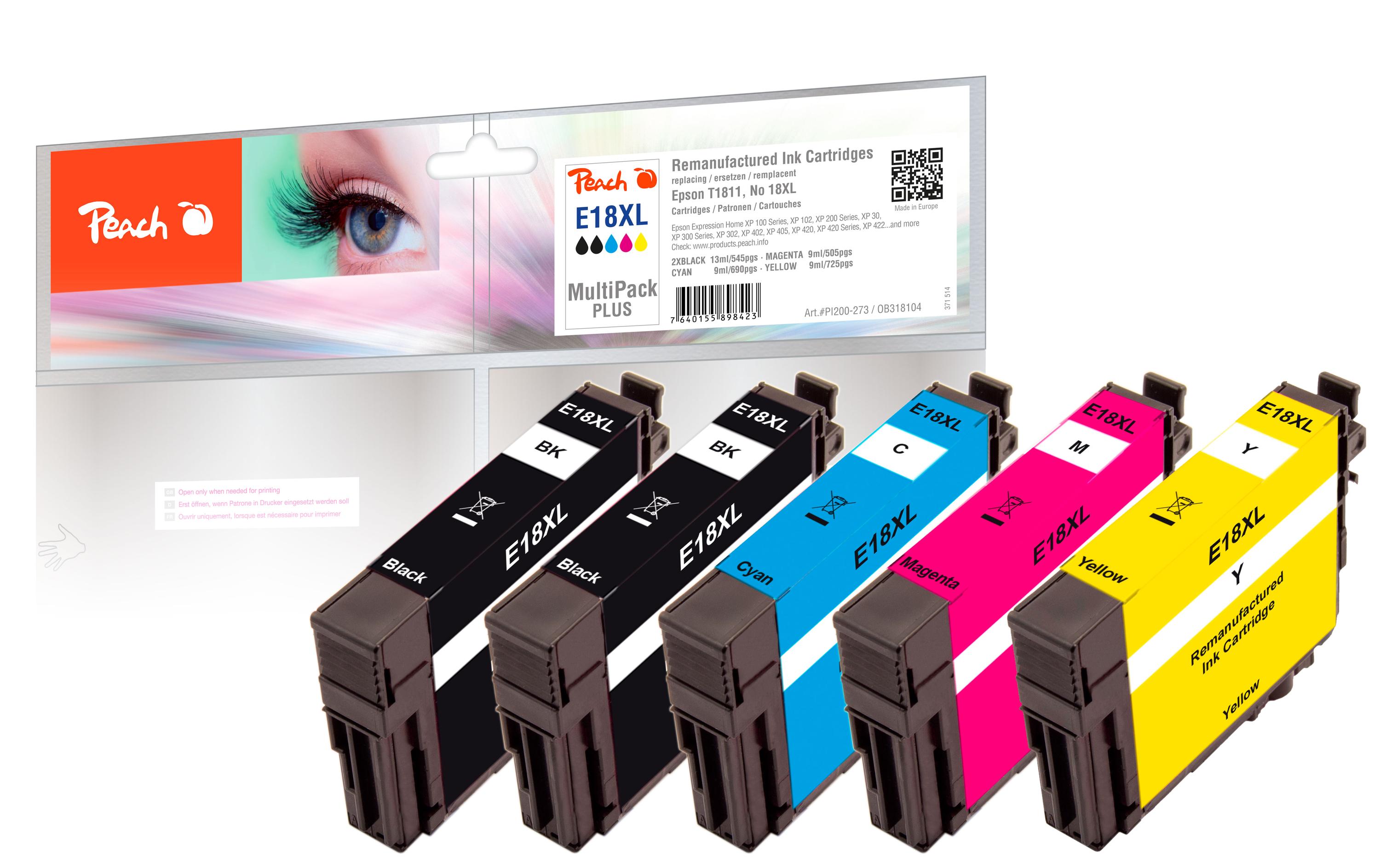 Tinte Epson No. 18XL Multi-Plus Black/Cyan/Magenta/YellowTintenset: Schwarz, Cyan, Magenta und Gelb