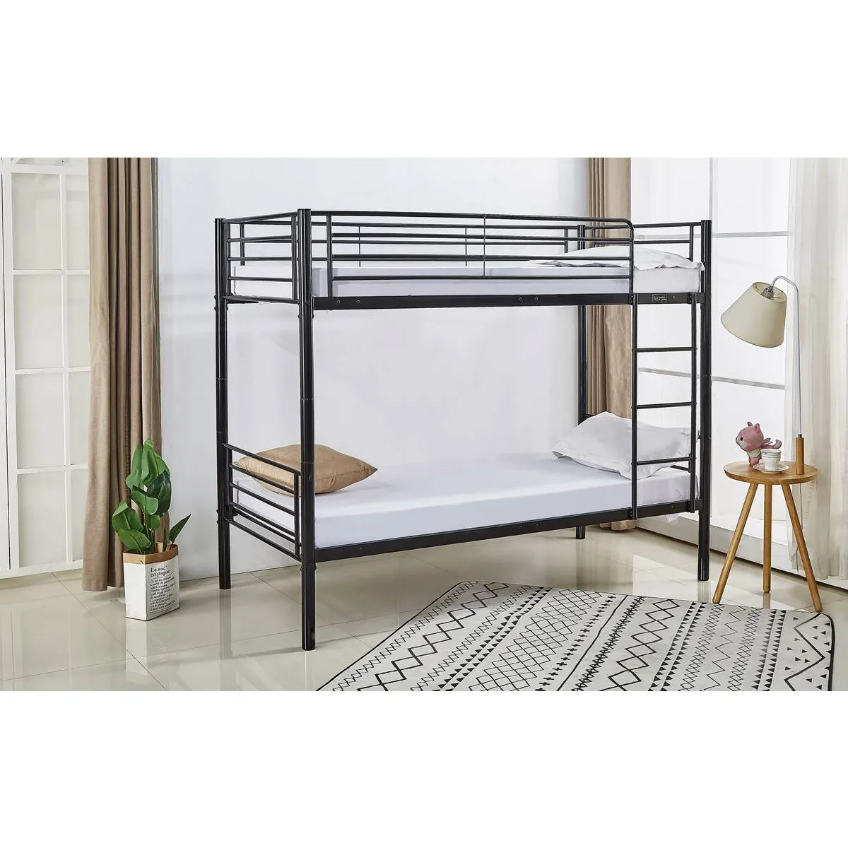 HABITAT ET JARDIN Lit superposé métal 90x190 cm - Noir