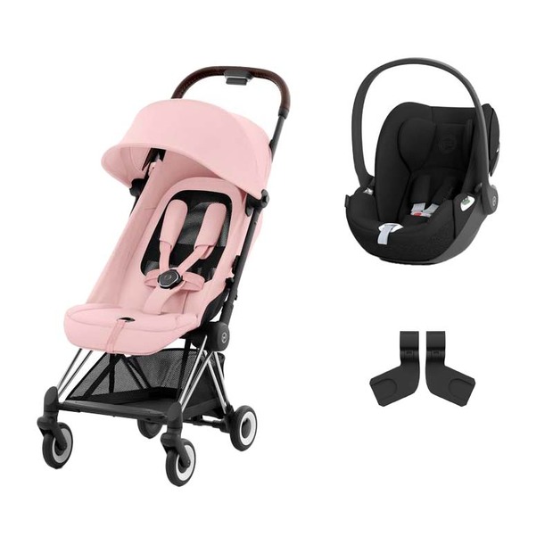 Poussette DUO Coya Chrome Brown Peach Pink + Cloud T Sepia Black - CYBEX