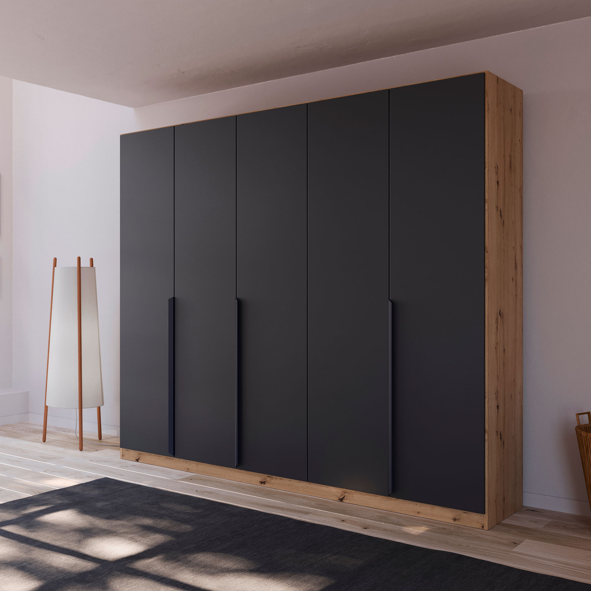 Drehtürenschrank - grau - Artisan Eiche - 226 cm