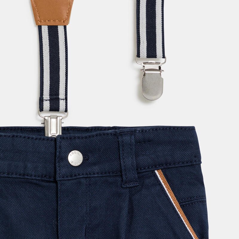 Pantalon à pinces à bretelles bleu bébé garçon Bleu