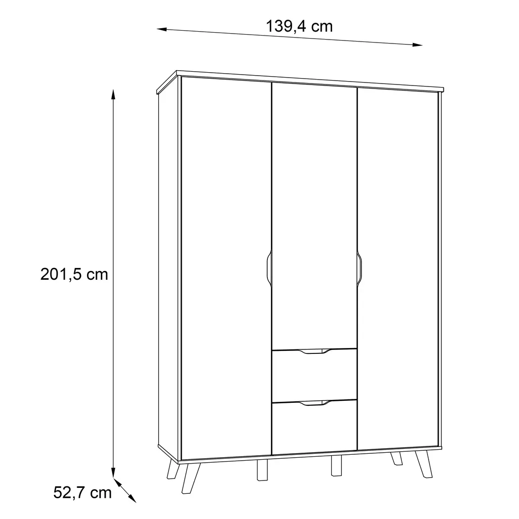 Kleiderschrank Vankka 139 x 202 cm