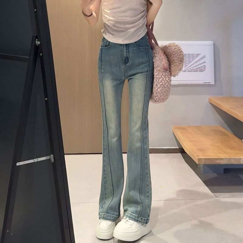 Frigga - High Waist Washed Flared Jeans