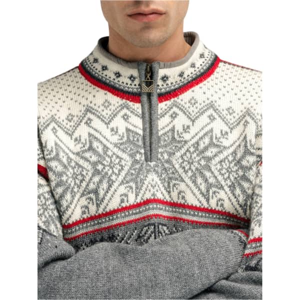 Pull DALE OF NORWAY VAIL MASC SWEATER SMOKE / OFF WHITE / RASPBERRY