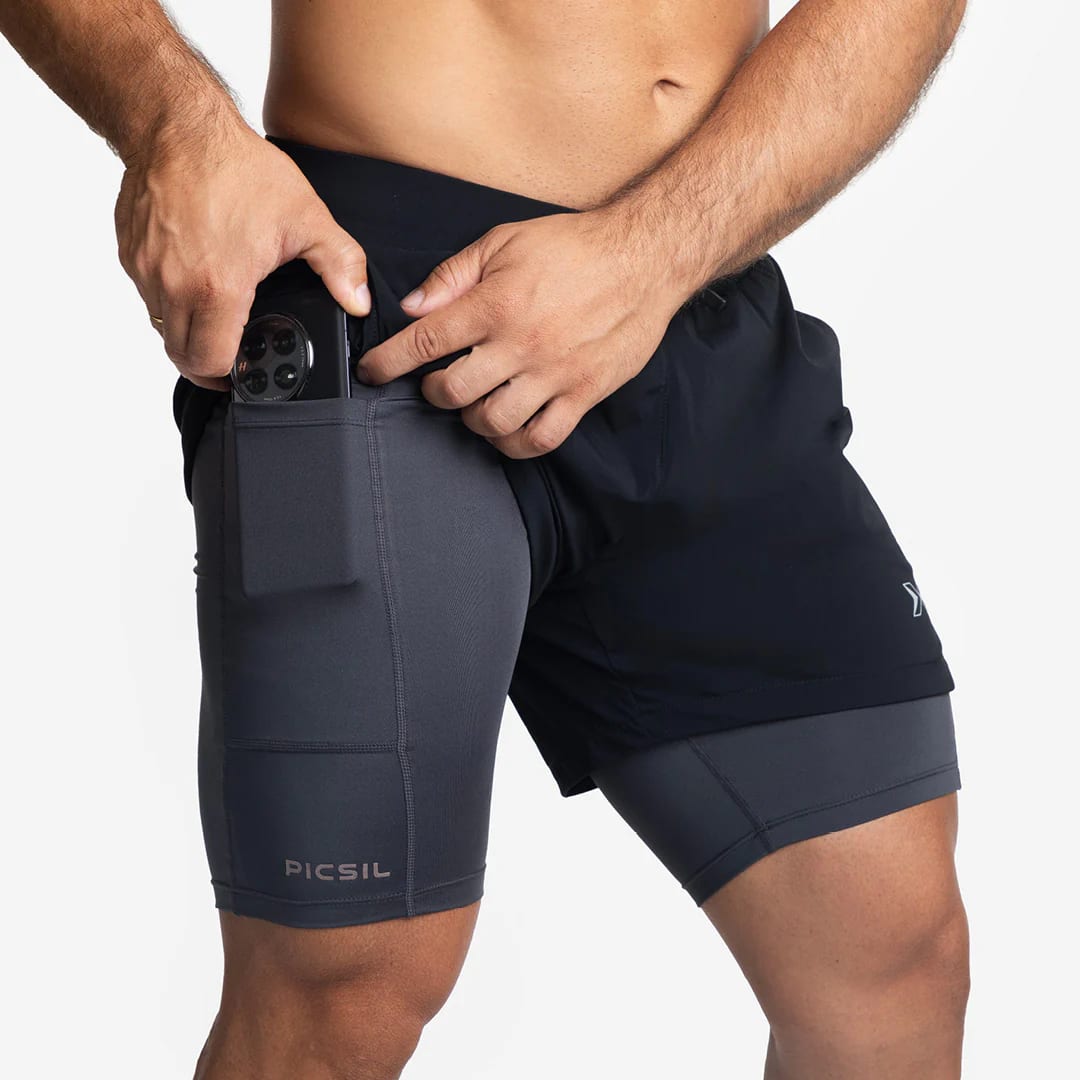Picsil Men 2 in 1 Shorts Premium Black