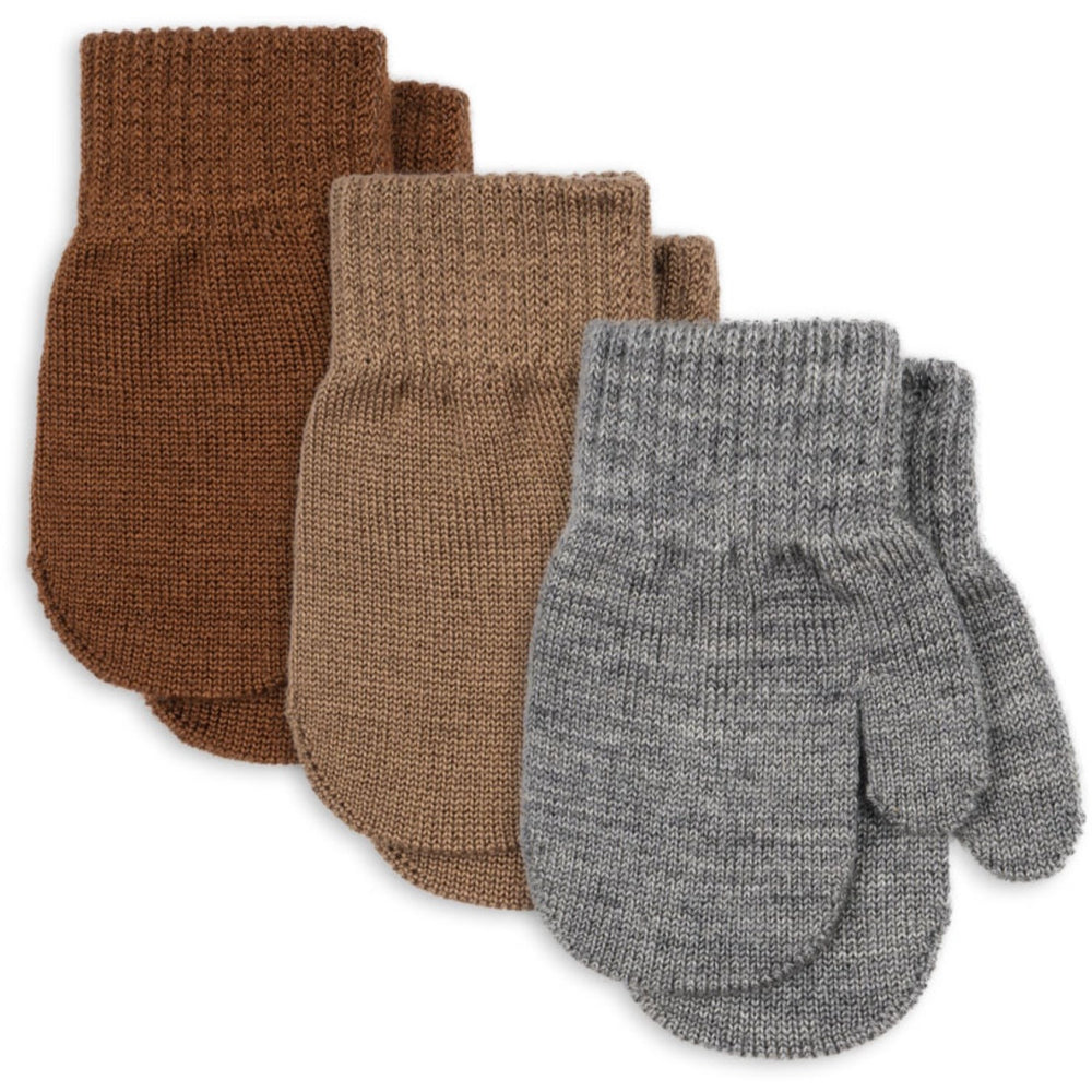Køb Konges Sløjd Grey Melange/Beige/Brown 3 Pak Filla Vanter