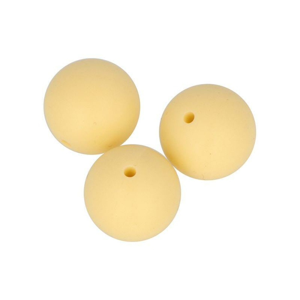 3 perles silicone rondes - 15 mm - jaune