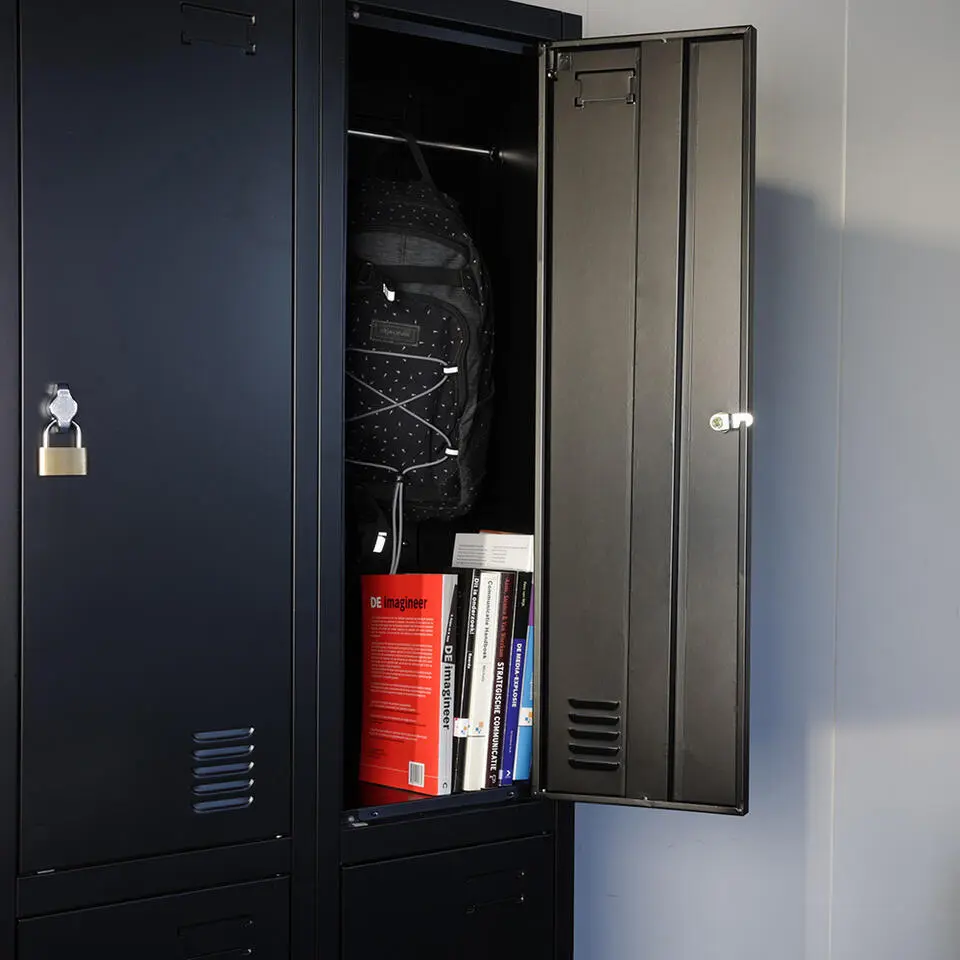 Lockerkast Zwart - 60x185 cm - 4 lockers