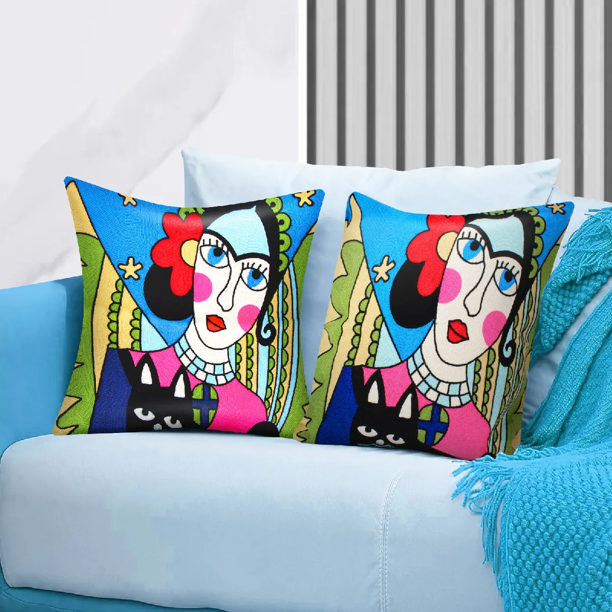 AVIZAR Housses de Coussin - Art Phantura 45x45 cm