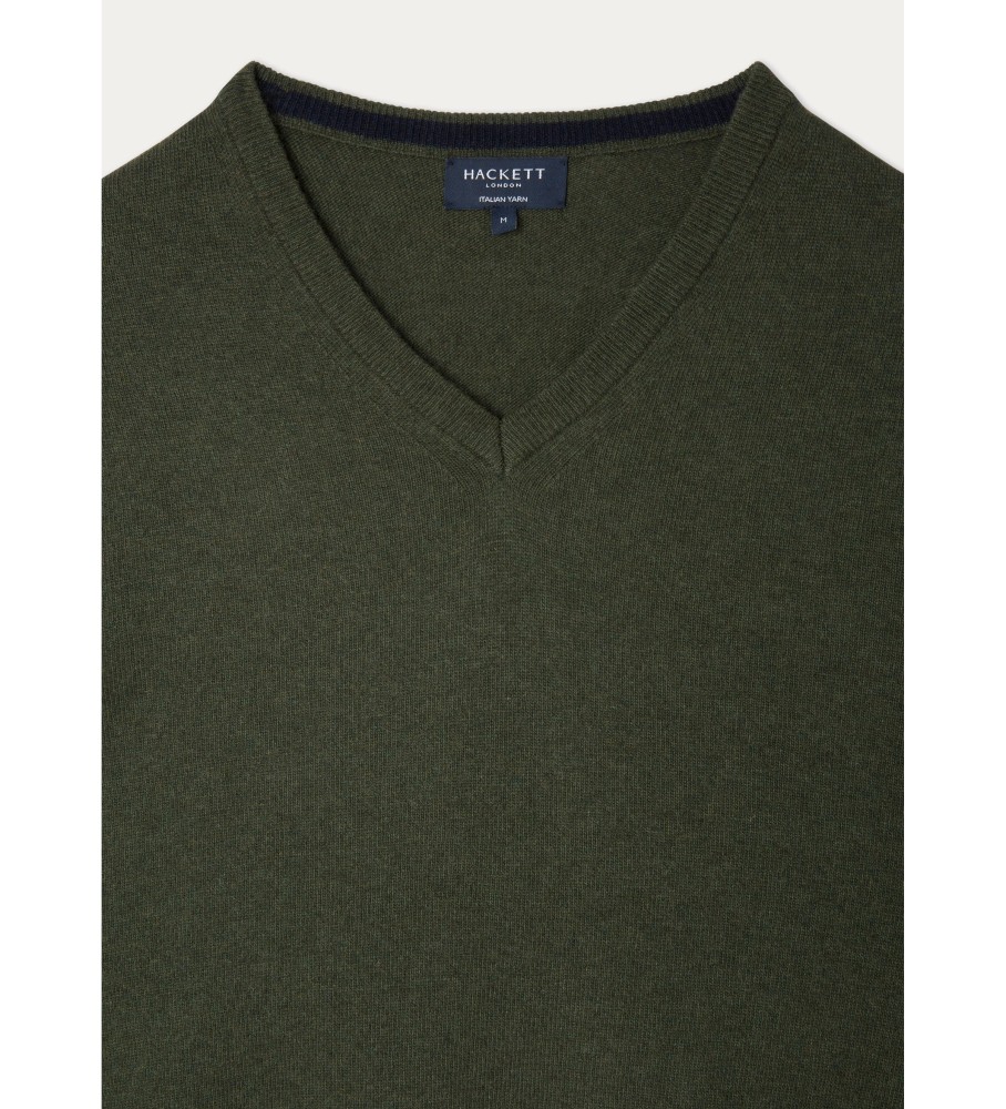 Hackett Jersey Merino Cash Mix V verde