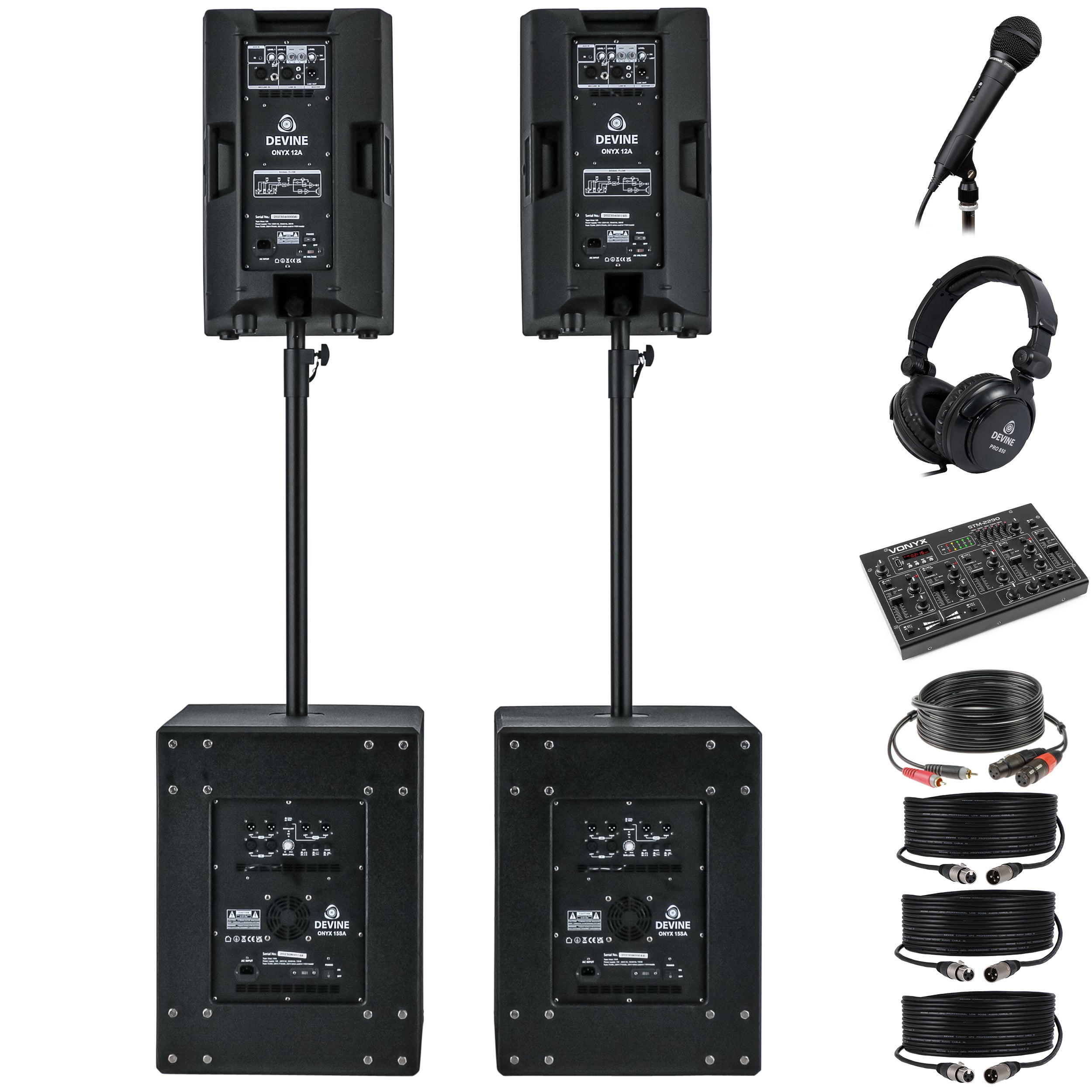 Devine Onyx speakerset + Bluetooth DJ-mixer