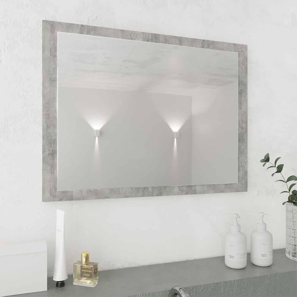 VICCO Badspiegel 45 x 60 cm Grau Beton - Badezimmerspiegel Spiegel Hängespiegel