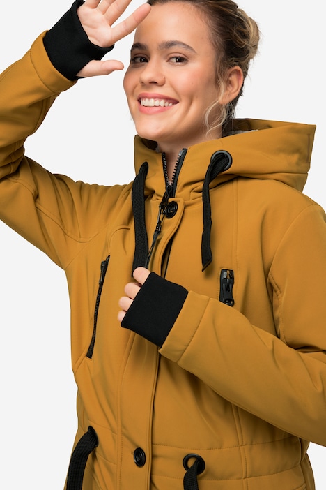 Softshell-Jacke, Fleece-Innenseite, Kapuze mit Teddyfutter