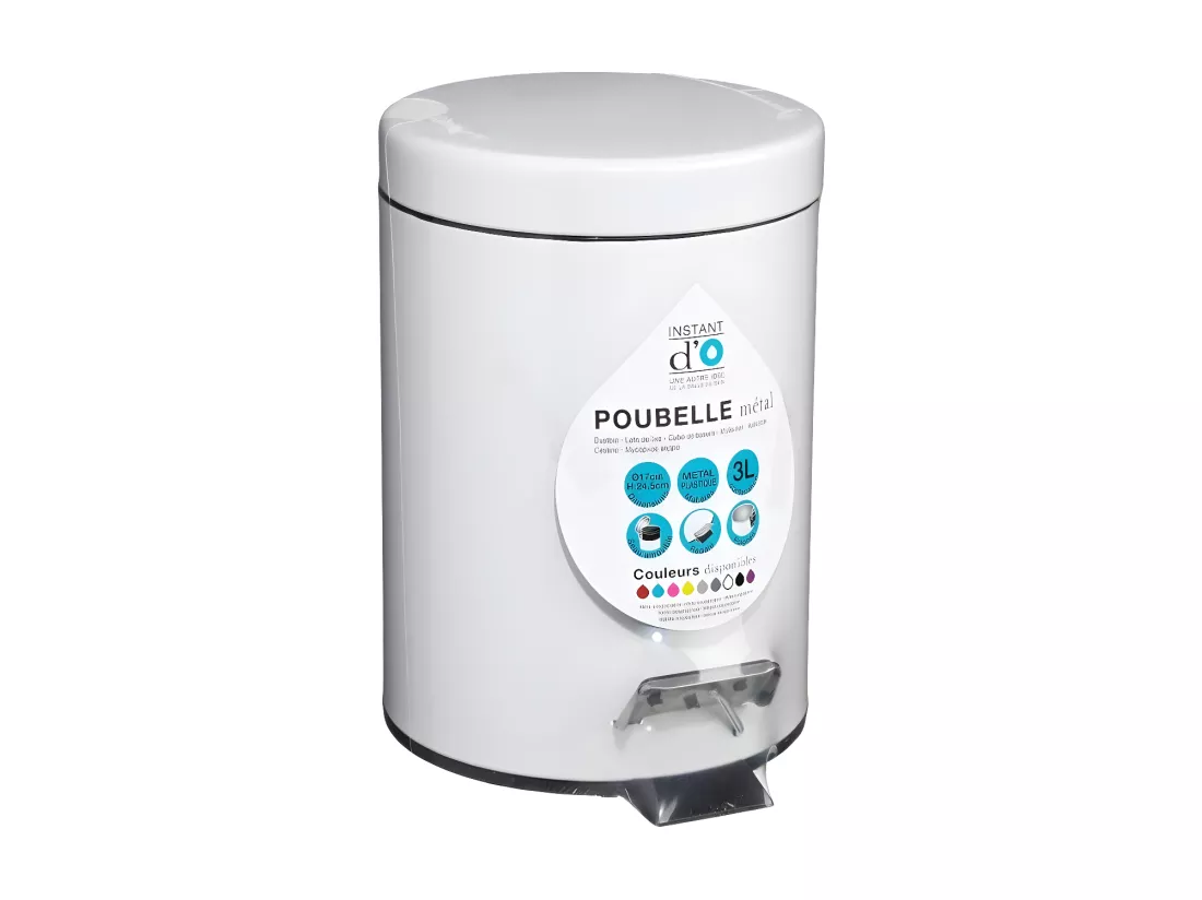 Poubelle de salle de bain en métal Blanc 3 L