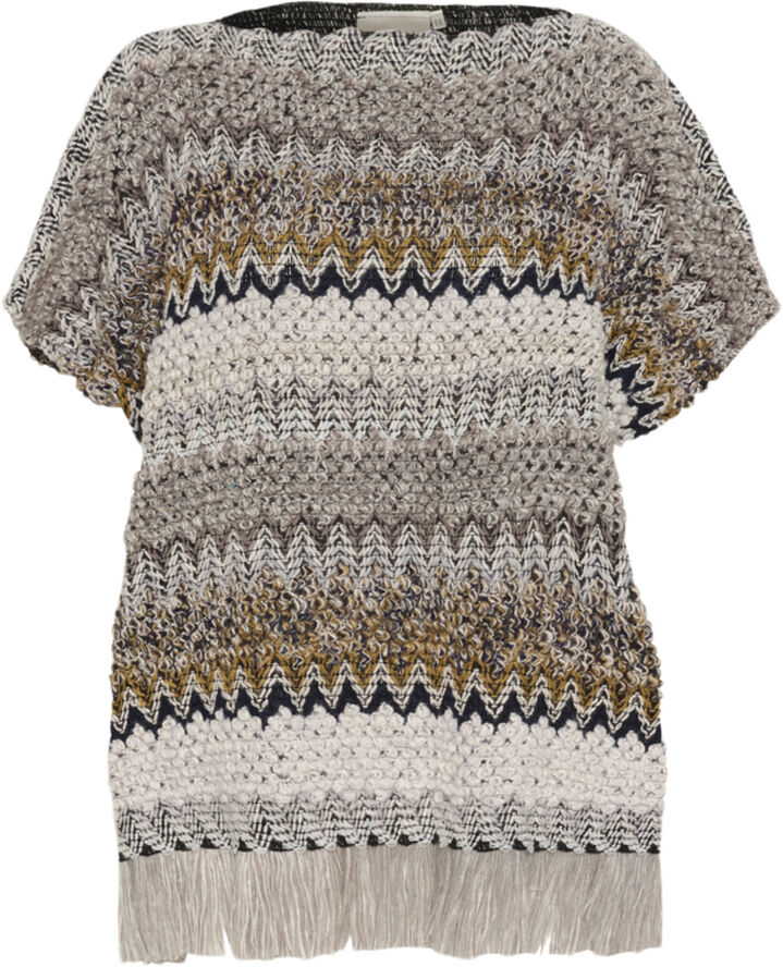 Cream CRGoldy Knit Poncho Geometric beige pastel