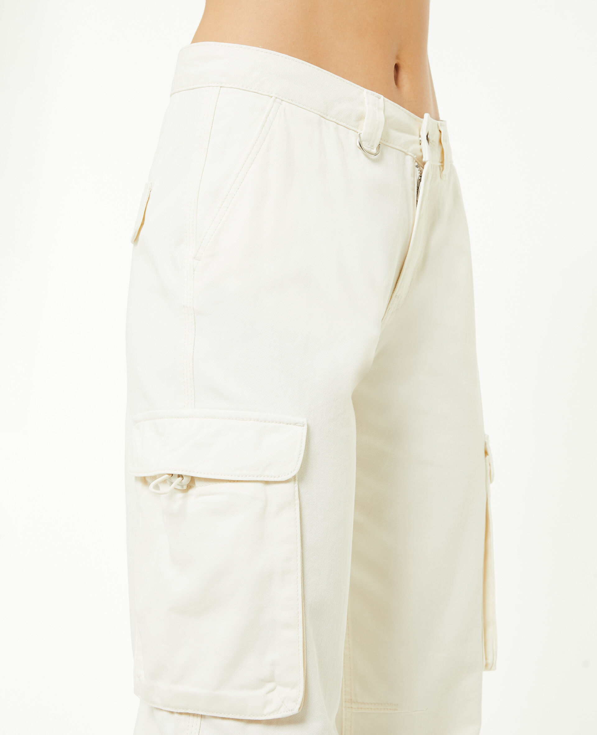 Pantalon cargo taille basse - Beige
