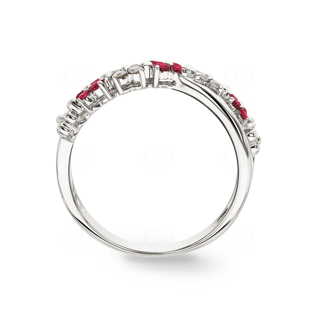 Ring 750/18 K Weissgold mit Rubinen & Diamanten 0.11 ct H/si