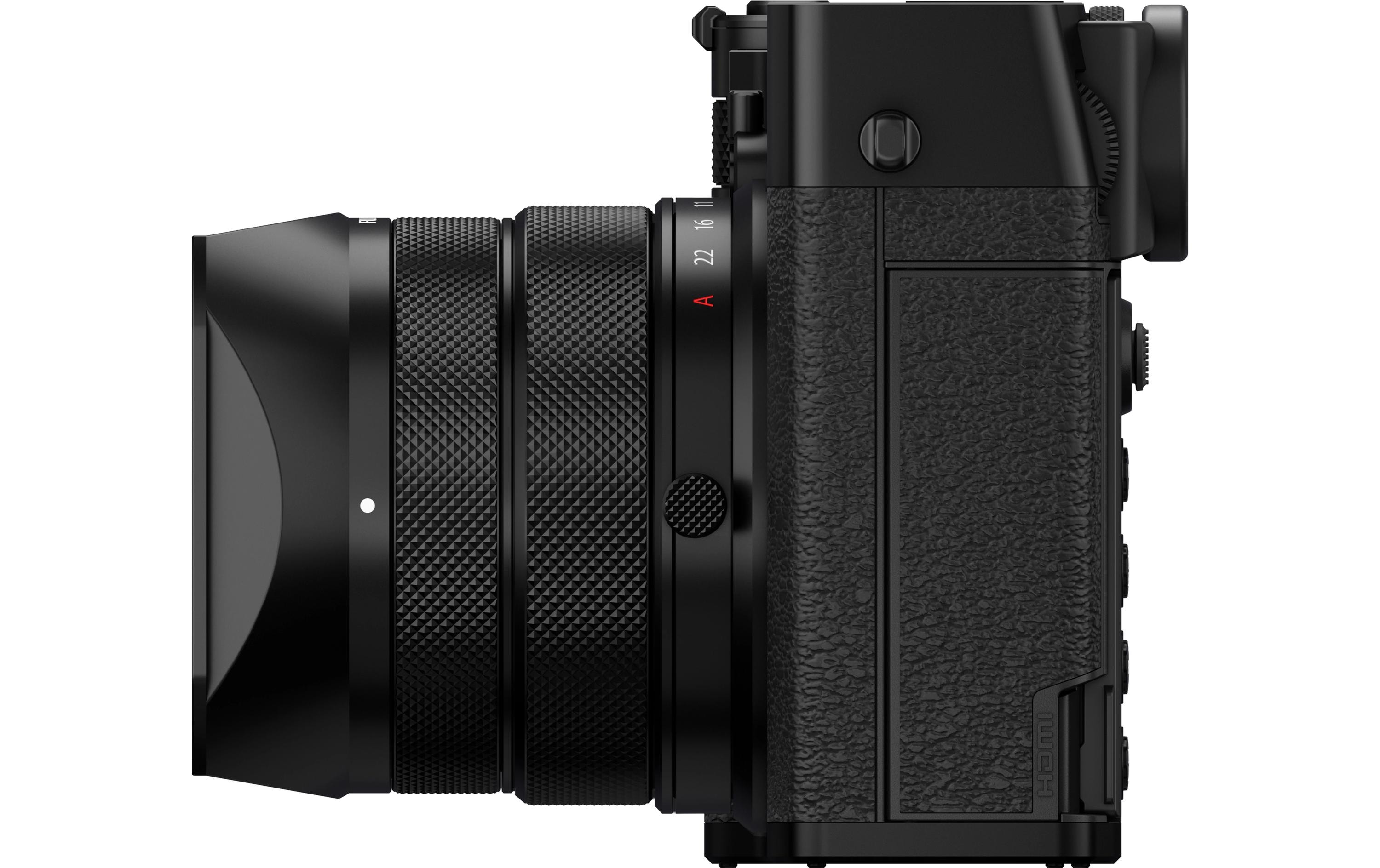 Fotokamera GFX 100RF Schwarz<br>GFX-Kamera mit fest verbautem Objektiv und bringt die Mittelformat-Bildqualität in ein ultrakompaktes Design