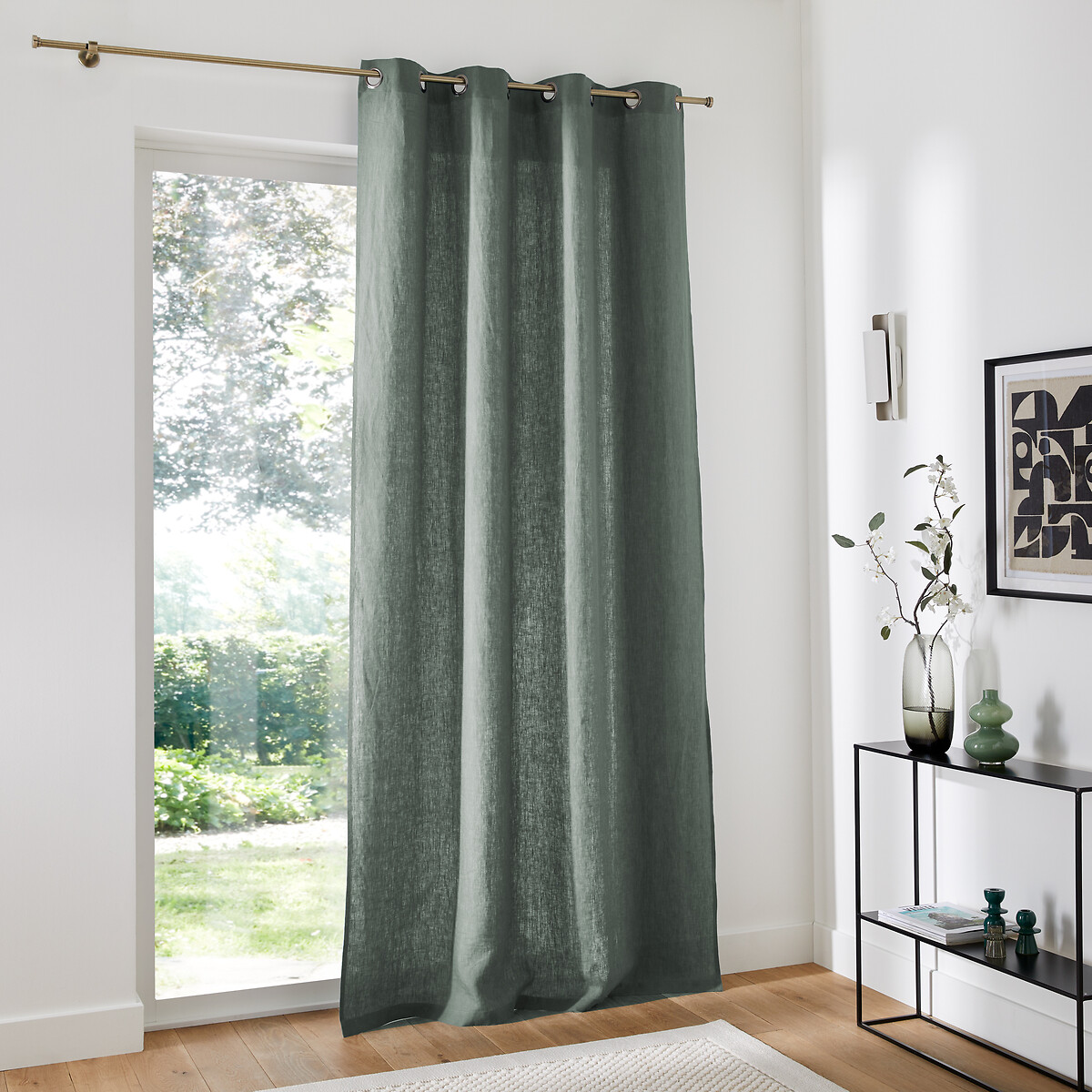 LA REDOUTE INTERIEURS<br>Cortina de linho lavado com ilhós Onega