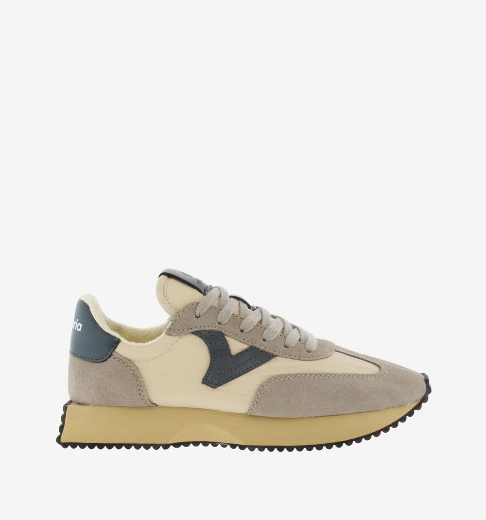 COSMOS RÉTRO NYLON & CUIR FENDU Baskets rétro pour femmes super légères PETROLEO