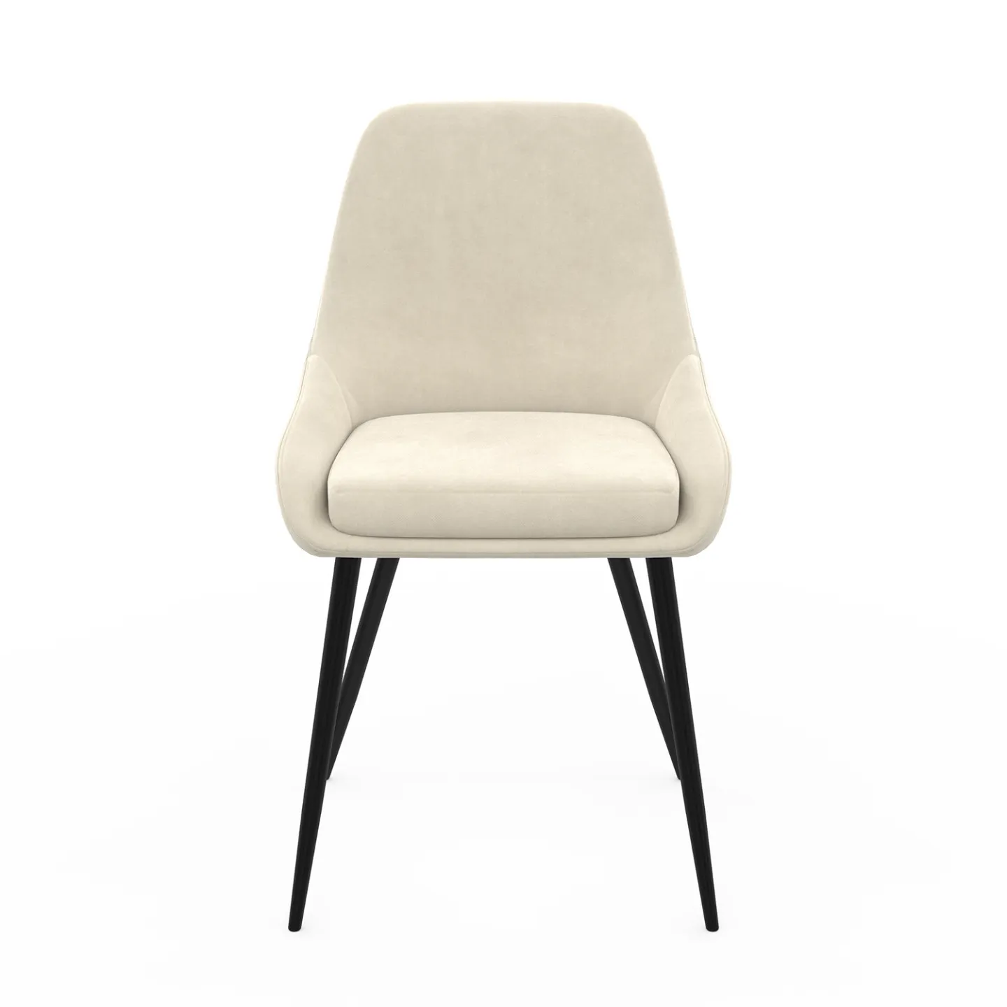 Lot de 6 chaises THALYA en velours beige avec accoudoirs