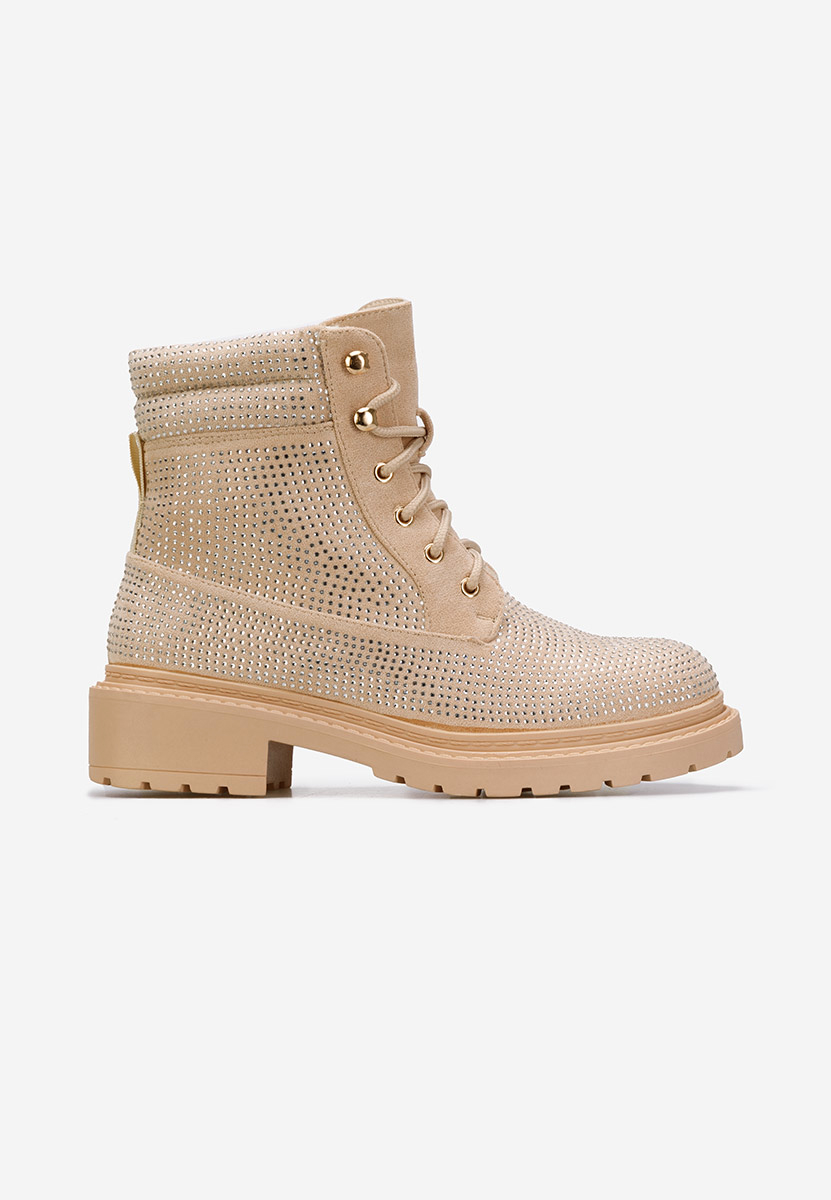 Bottines à lacets femme beige Preta