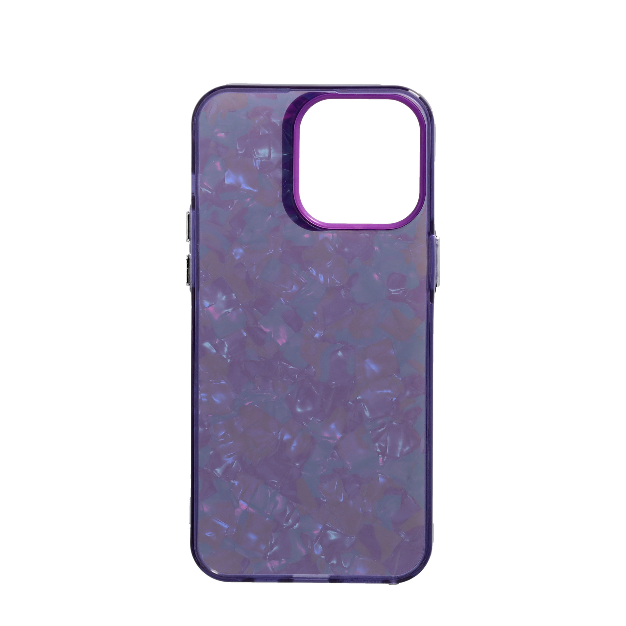 iPhone 15 Pro Max Hybrid Hardcase Hülle mit Acryl Rückseite im Glitzer Design - Lila / Transparent