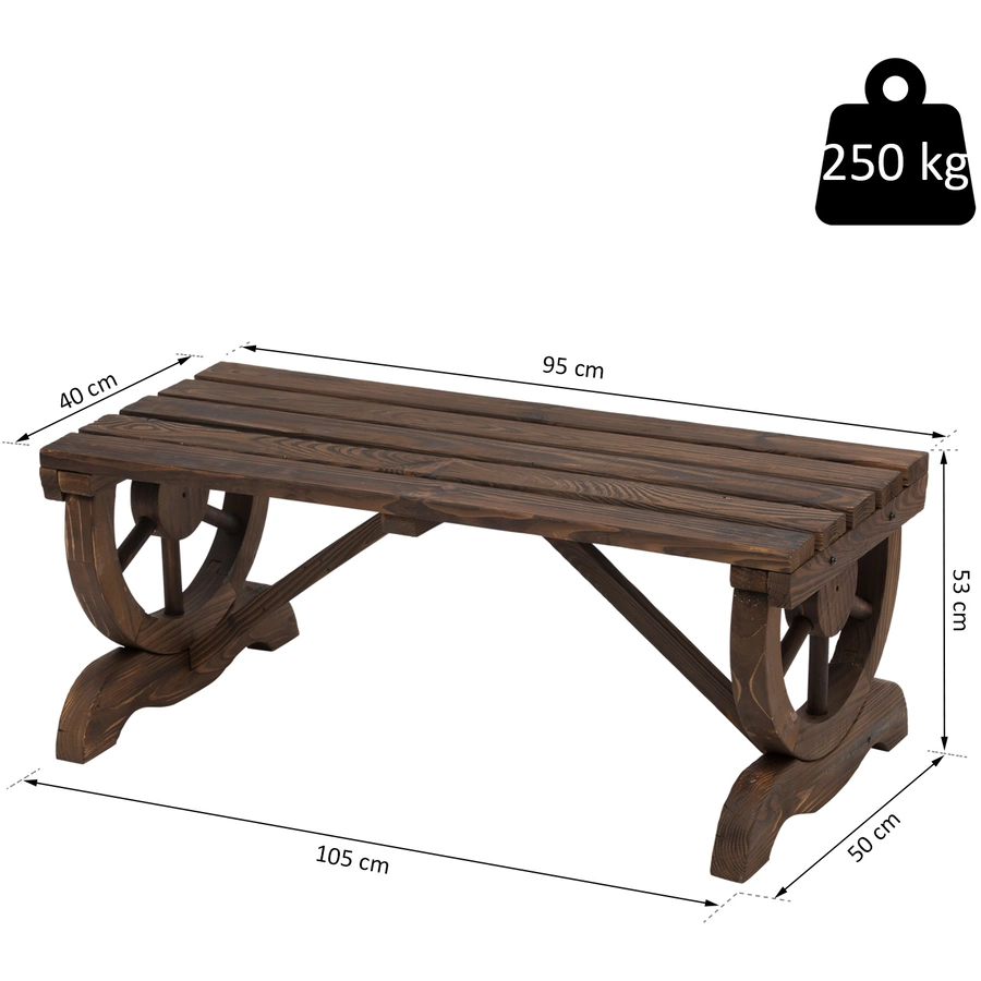 Outsunny Sitzbank im Wagenrad-Design dunkelbraun