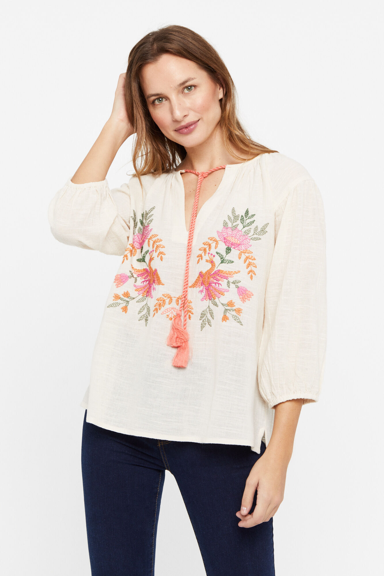 Blusa rústica bordada - Branca