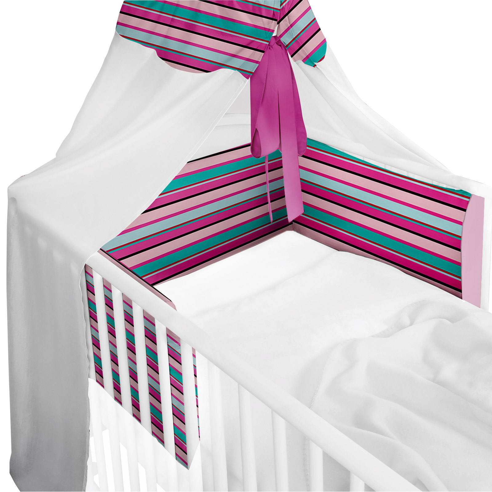 2-teiliges Bettset - Nestchen mit Himmel - bunt - Stripes