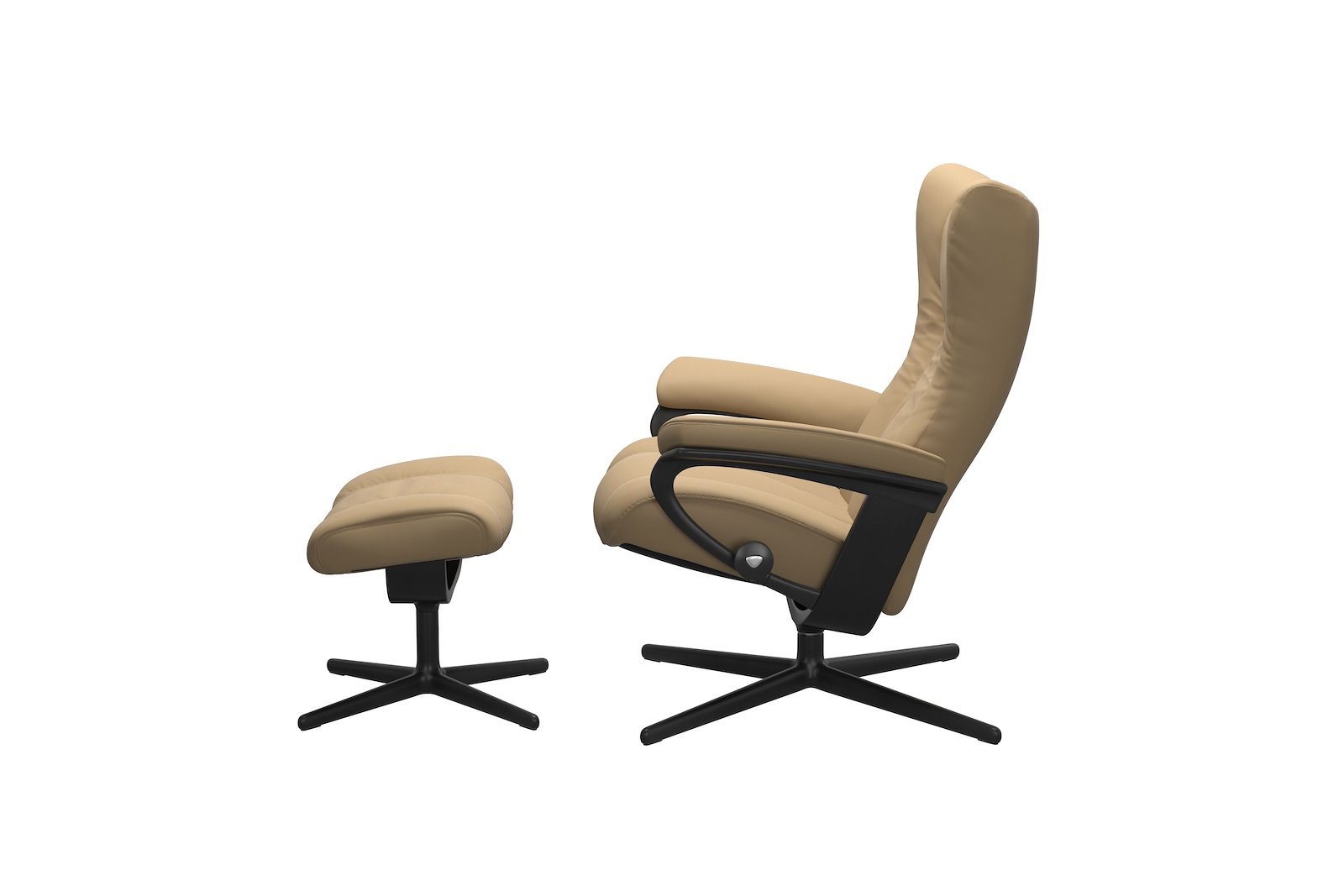 Wing lenestol m/krakk Hud Paloma Sand - Cross Sort - Sort