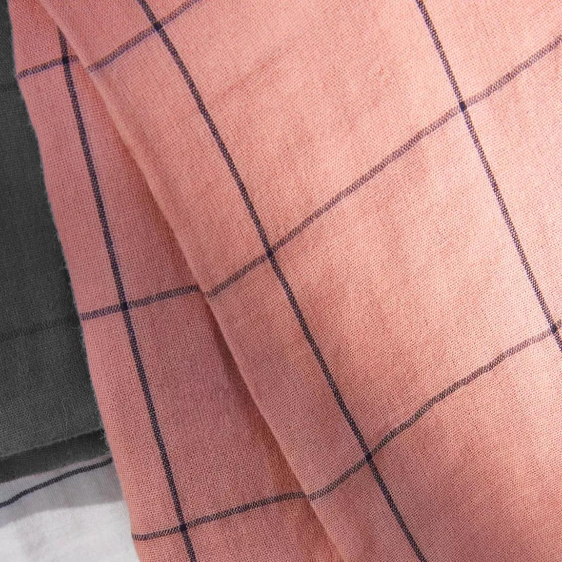 Taie d'oreiller carrée gaze de coton (60 x 60 cm) Gaïa Match Rose pêche