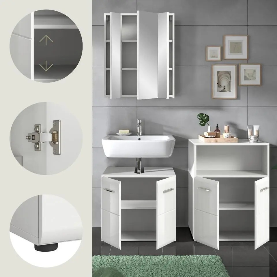 Hioshop Ice badkamer I66 wit hoogglans- wit