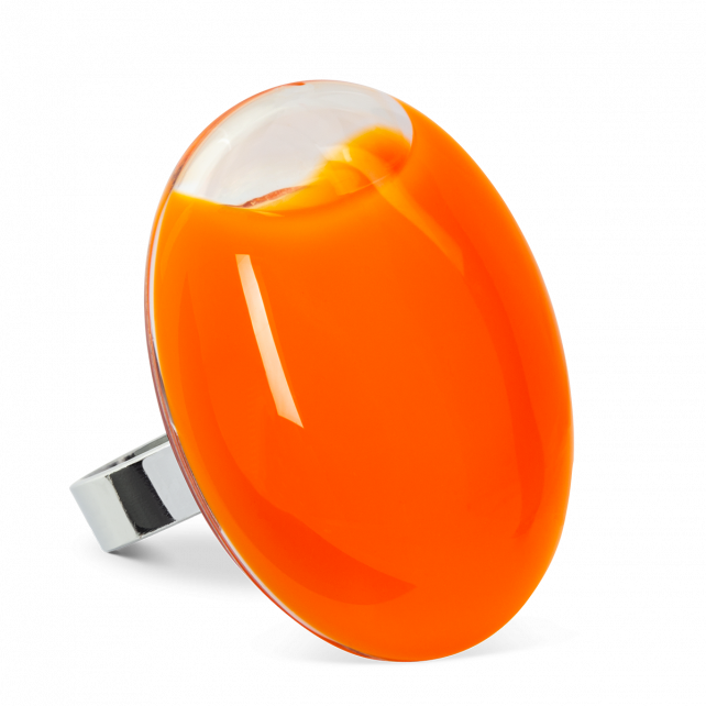 Bague en verre soufflé - Galet Giga Milk