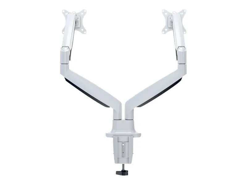 Multibrackets M Deskmount Gas Spring Dual - Monteringssæt (bordmontering, 2 artikulerende arme) - for 2 LCD displays - stål, højglansaluminium - hvid - skærmstørrelse: 15