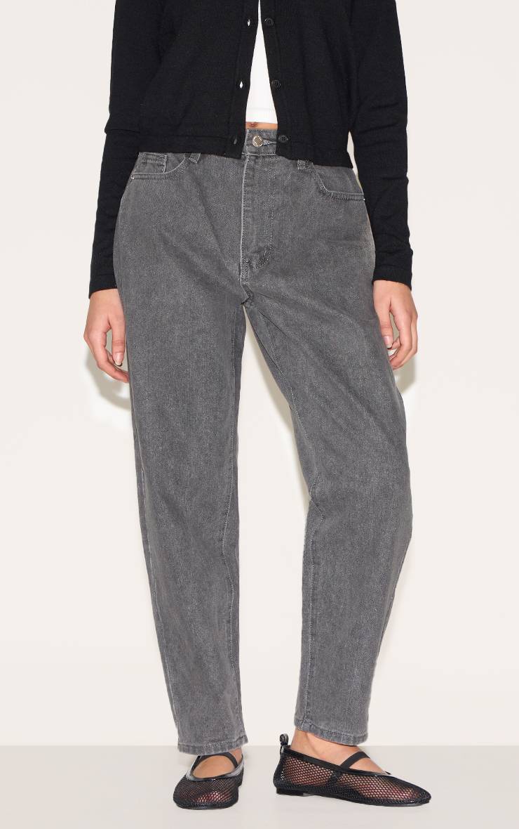 Gris Jean Mom Taille Haute Petite